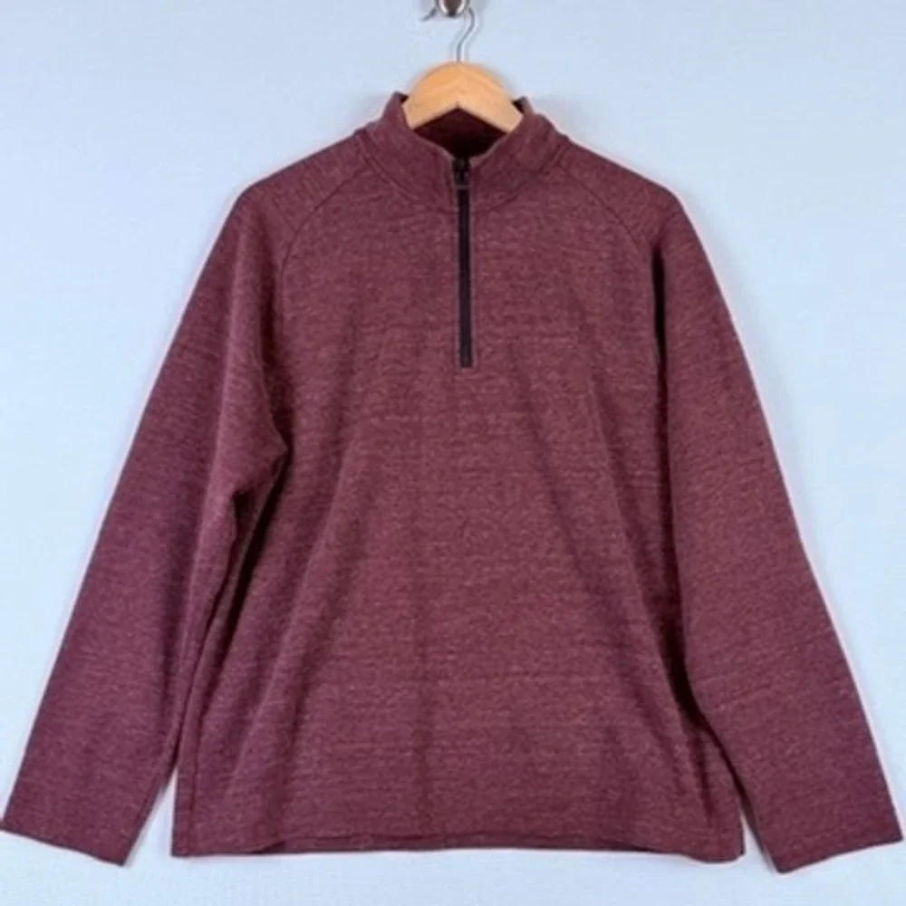 Banana Republic Quarter Zip Pullover Mens Large Burgundy Preppy‎ Active Gorpcore